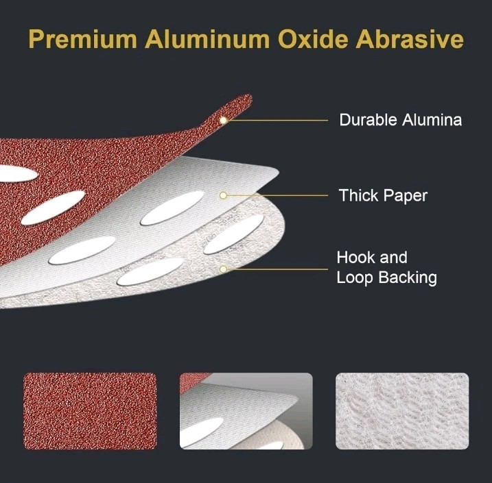 50 Pack 9-Inch 10-Hole Hook-&-Loop Sanding Disc, P80 Grit Aluminum Oxide Drywall