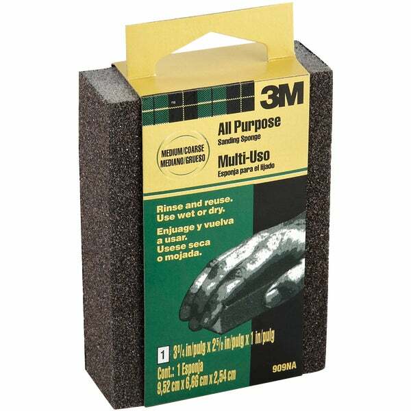 (3)-3M All-Purpose 2-5/8 In. x 3-3/4 In. x 1 In. Medium/Coarse Sanding Sponge
