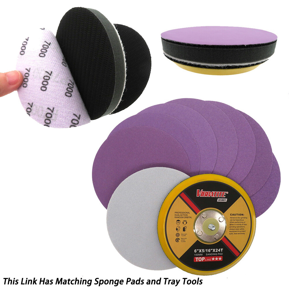 6″ 150mm Wet and Dry Sanding Discs Sandpaper Hook & Loop Pad/Tray Grit 60-10000#