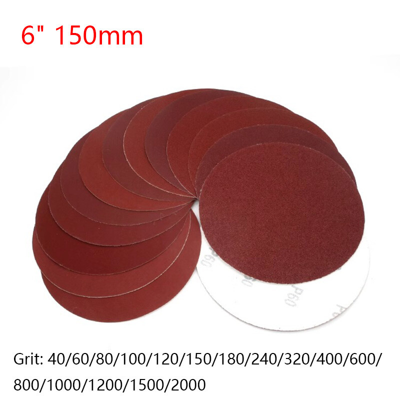 6″ 150mm Hook & Loop Sanding Discs Sandpaper 40-2000 Grit Orbital Sander Pads