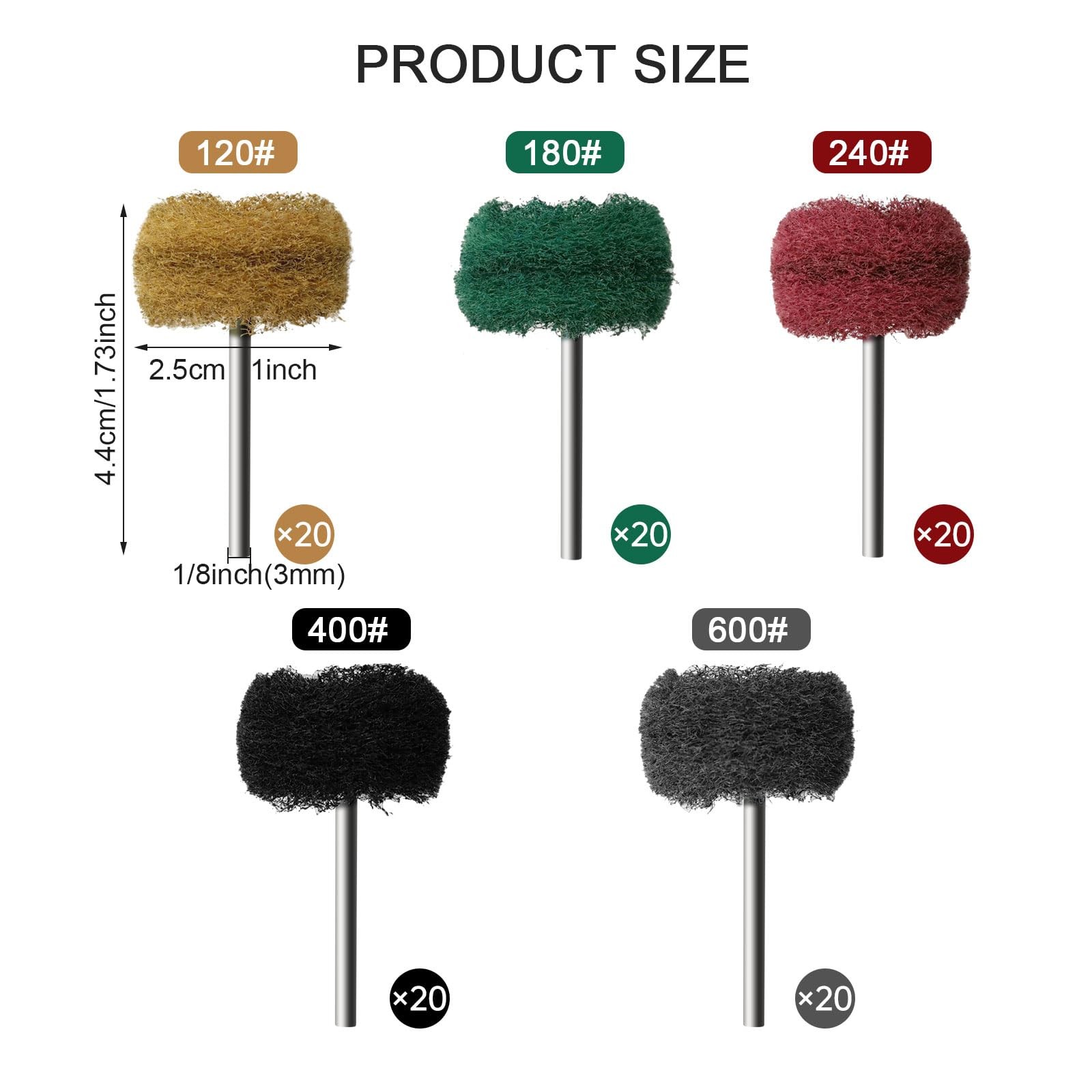 100 Pack 1 Inch Abrasive Polishing Wheels Metal Deburring Kit for Rotary Tools