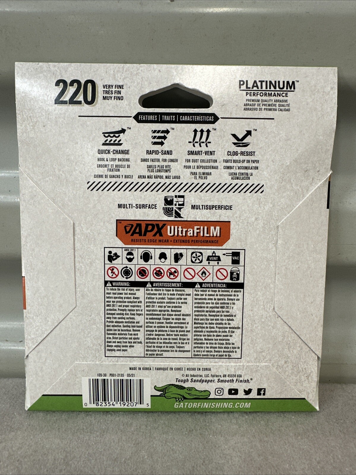Gator 5pk 5″ 220g Sndng Disc 9207 new