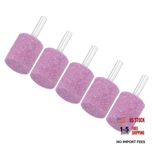 -Pack Abrasive Mounted Stone Grinding Bits, 1/4 in(6mm) Shank Aluminum 25mm 5