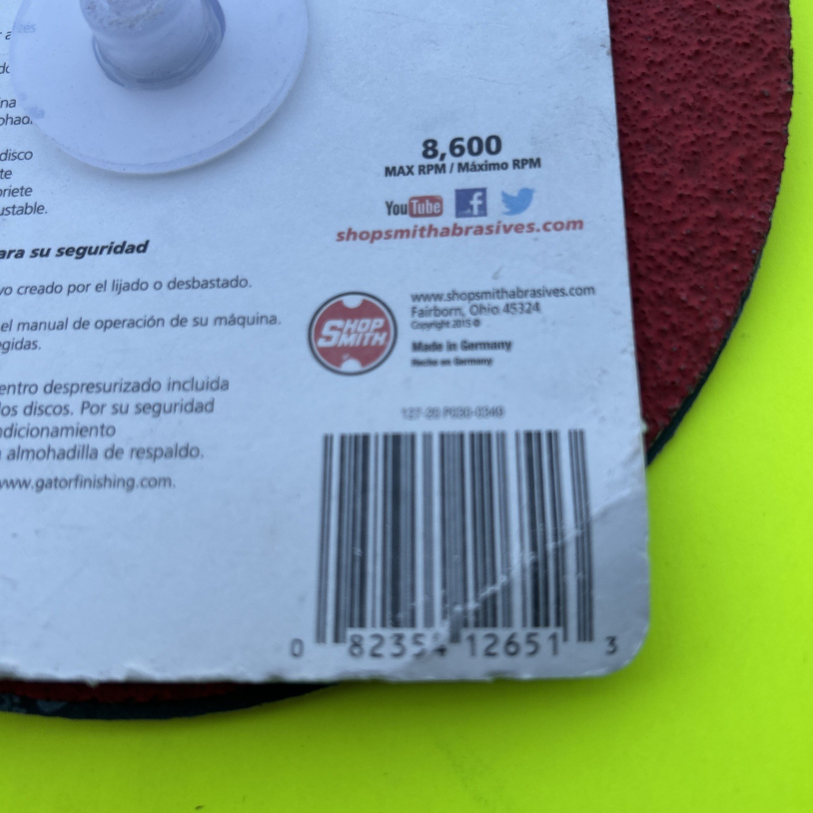 NOS Shop Smith 7″ Ceramic Fiber Discs 2 Pack -P36. Fits 7″ Angle Grinders