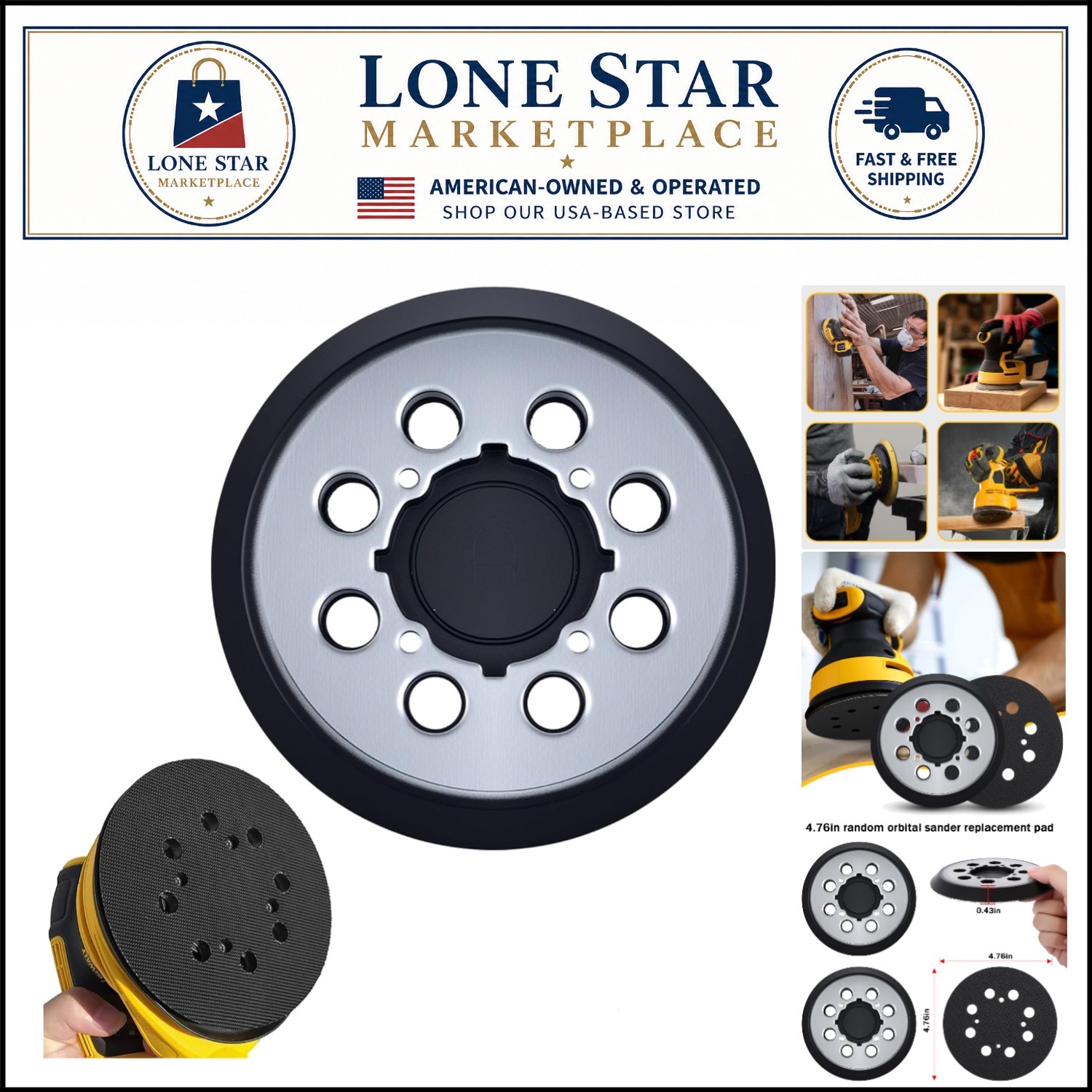 5-Inch Hook and Loop Sander Replacement Pad for DEWALT & Porter Cable