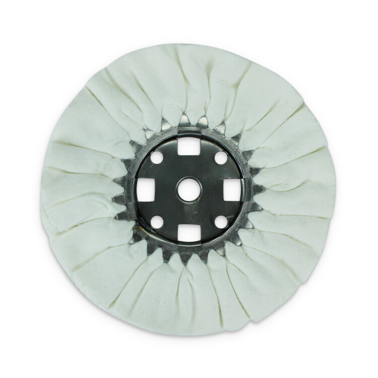 8″ White Domet Flannel Airway Polishing Wheel 3″ Center Plate x 5/8″ Arbor Hole