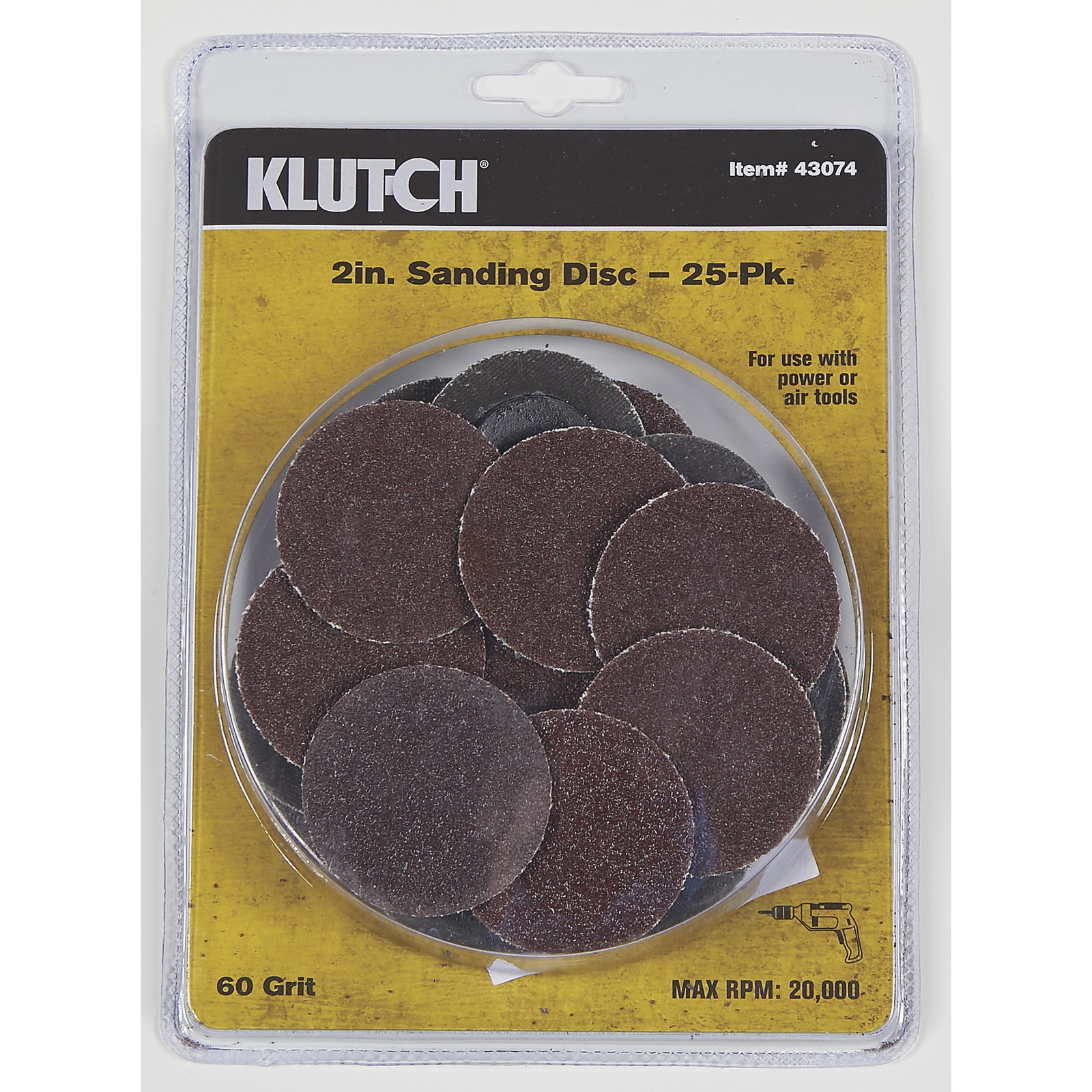 Klutch 2in. Sanding Discs, 25-Pk., 60 Grit, Quick Connect