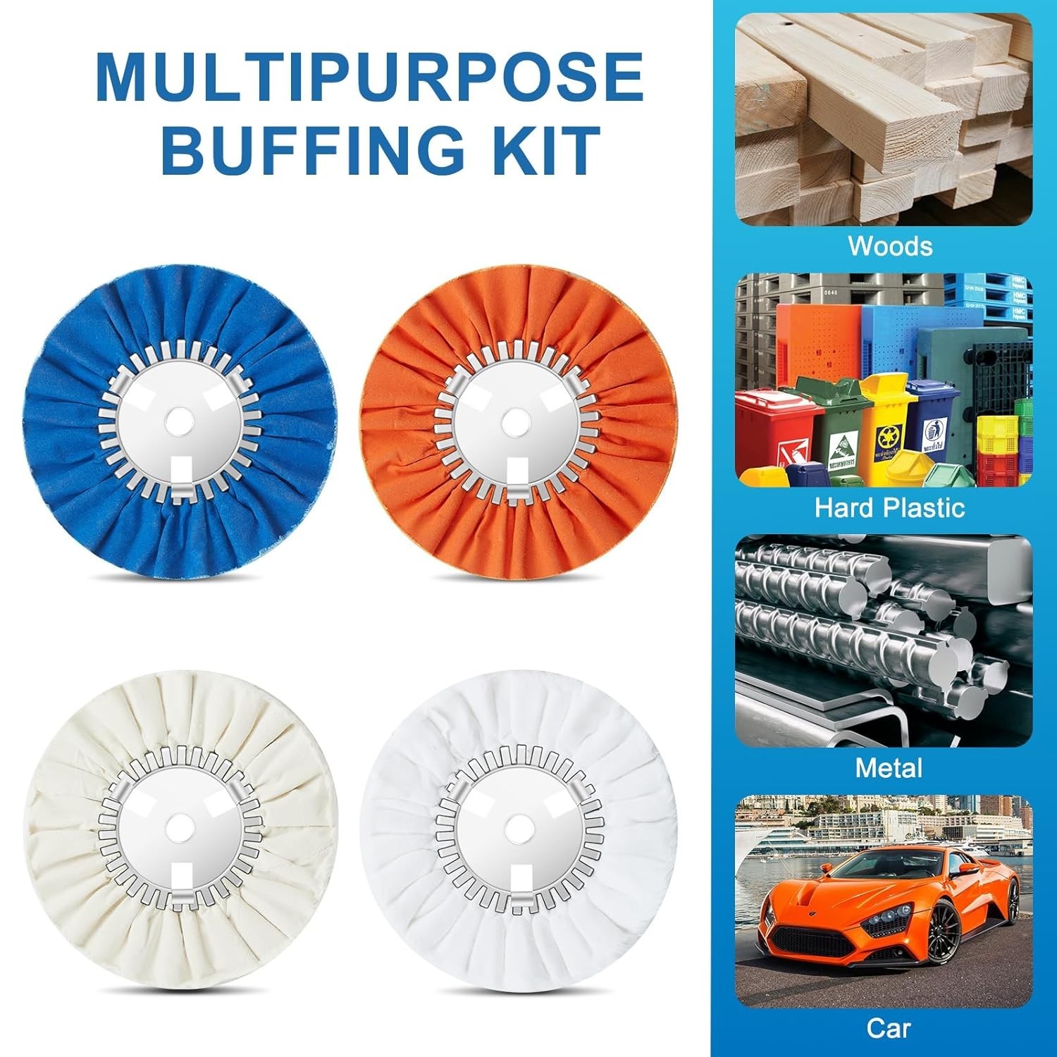 SAM WO 8 Inches Airway Buffing Wheel, Polishing Wheel with Buffing Compound Kit