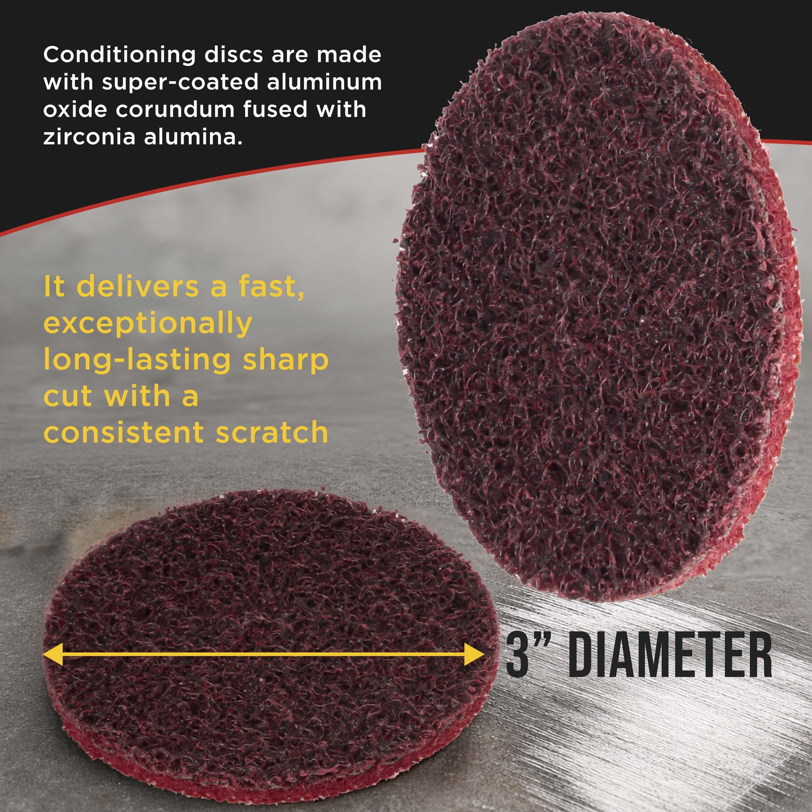 Dura-Gold 3″ Surface Conditioning Discs Maroon Medium Sanding Grit (Box of 25)