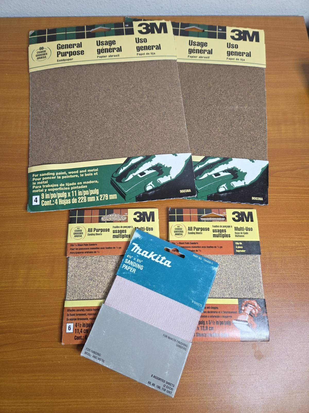 Lot of Sandpaper 3M 9″ x 11″ & Palm Sander Sheets Makita & 3M 60 Coarse + Assort