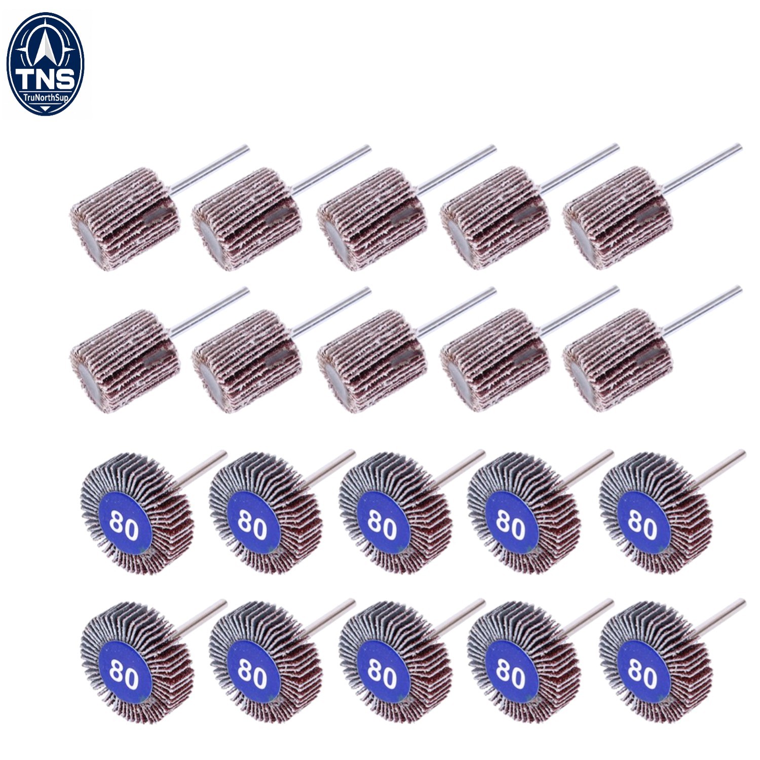 20PCS Flap Wheel Sander 80 Grit 1/8″ Shank Metal Wood Polishing Deburring