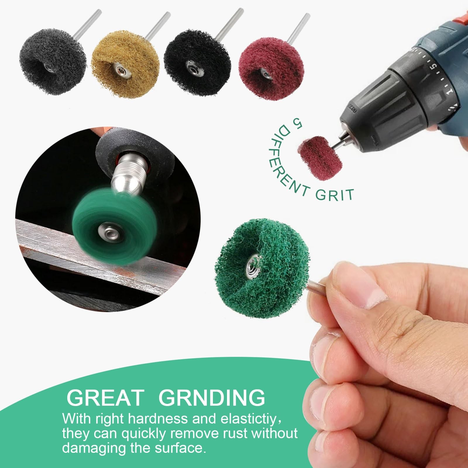 100 Pack 1 Inch Abrasive Polishing Wheels Metal Deburring Kit for Rotary Tools