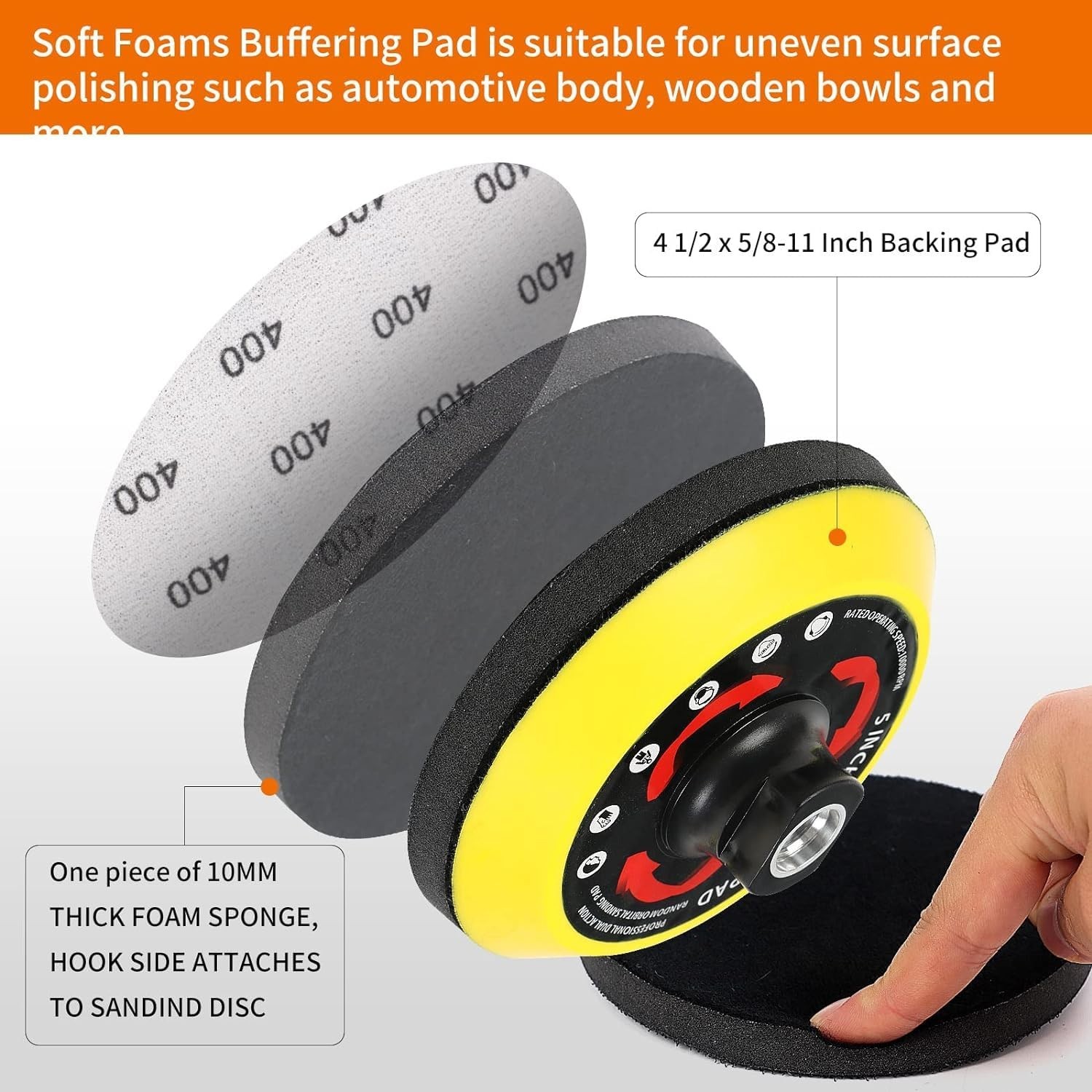 Versatile 114PCS Sanding Disc Kit: 5” Backing Pads for Wood & Metal Polishing