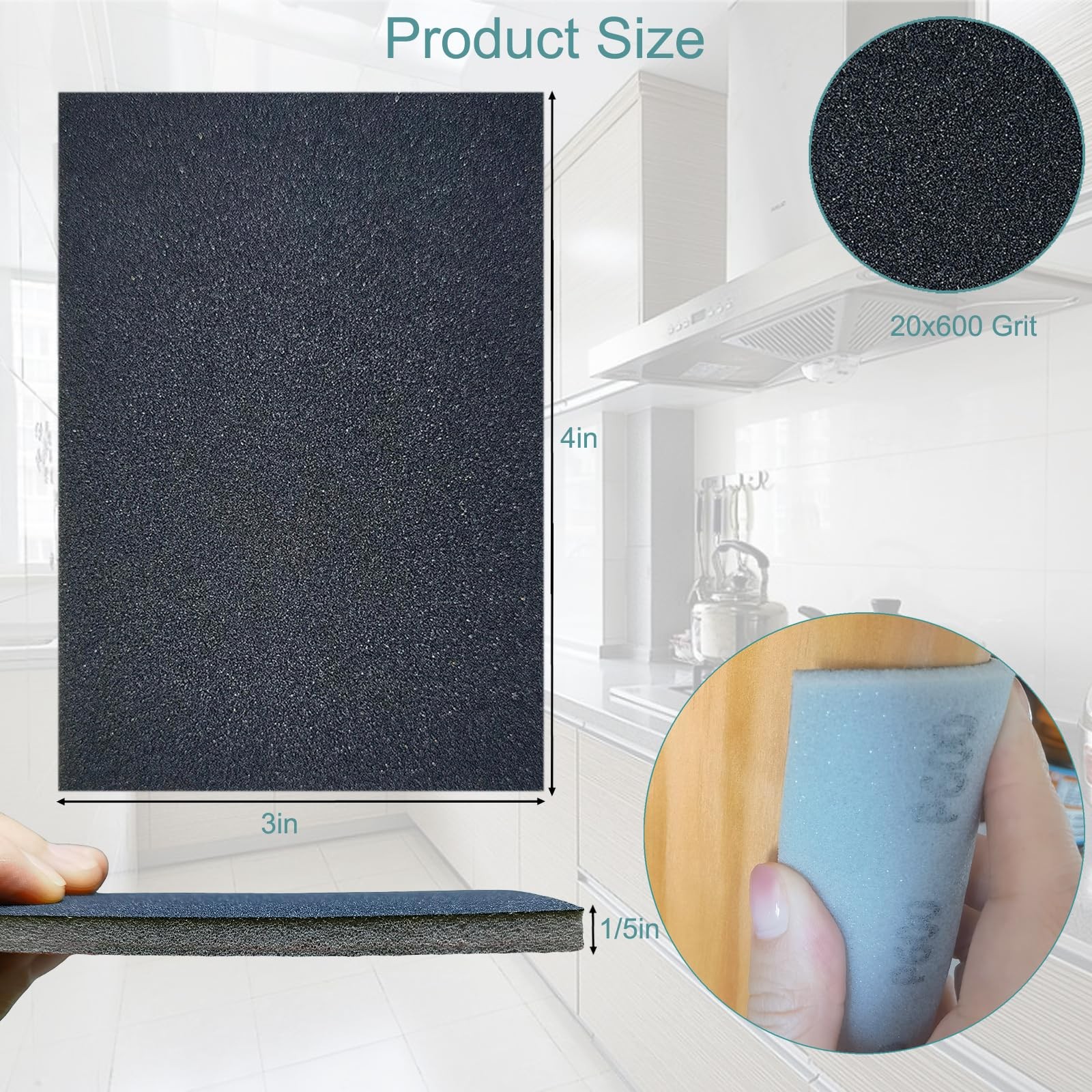 20PCS Sanding Sponge 3×4 Inch 600 Grit Foam Block Wet Dry for Wood Metal