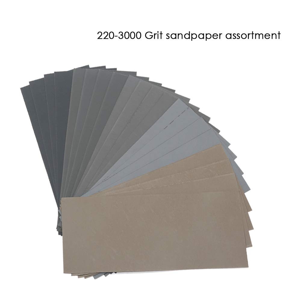40Pcs Wet Dry Sandpaper Sheets 220 3000 Grit Wood Metal Polishing Automotive