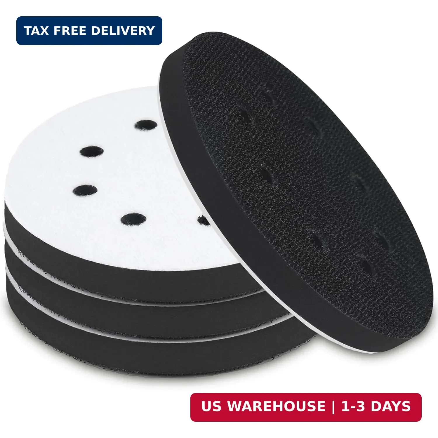 4 Pack 5 Inch 8 Holes Foam Sanding Pads for Orbital Sander | Hook & Loop, Soft D