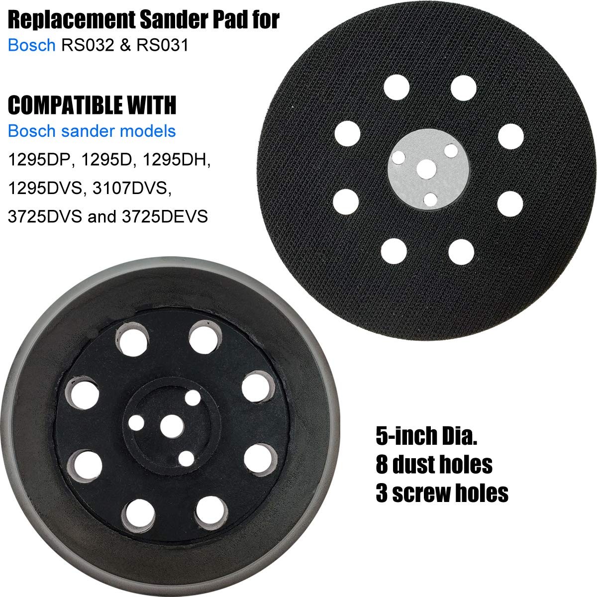 5-Inch Hook and Loop Replacement Backing Pad for Bosch RS032 & RS031 – Work with