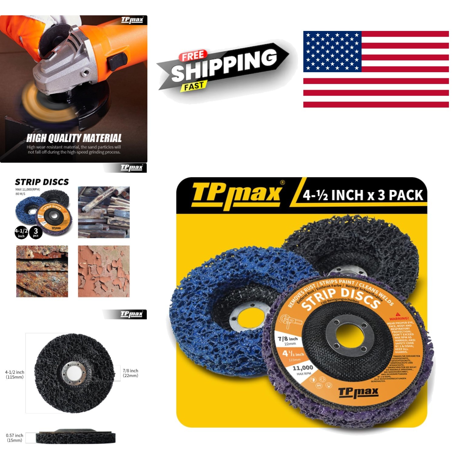 Coarse Grit Grinding Discs 4.5 Inches for Effective Rust and Oxidation Removal