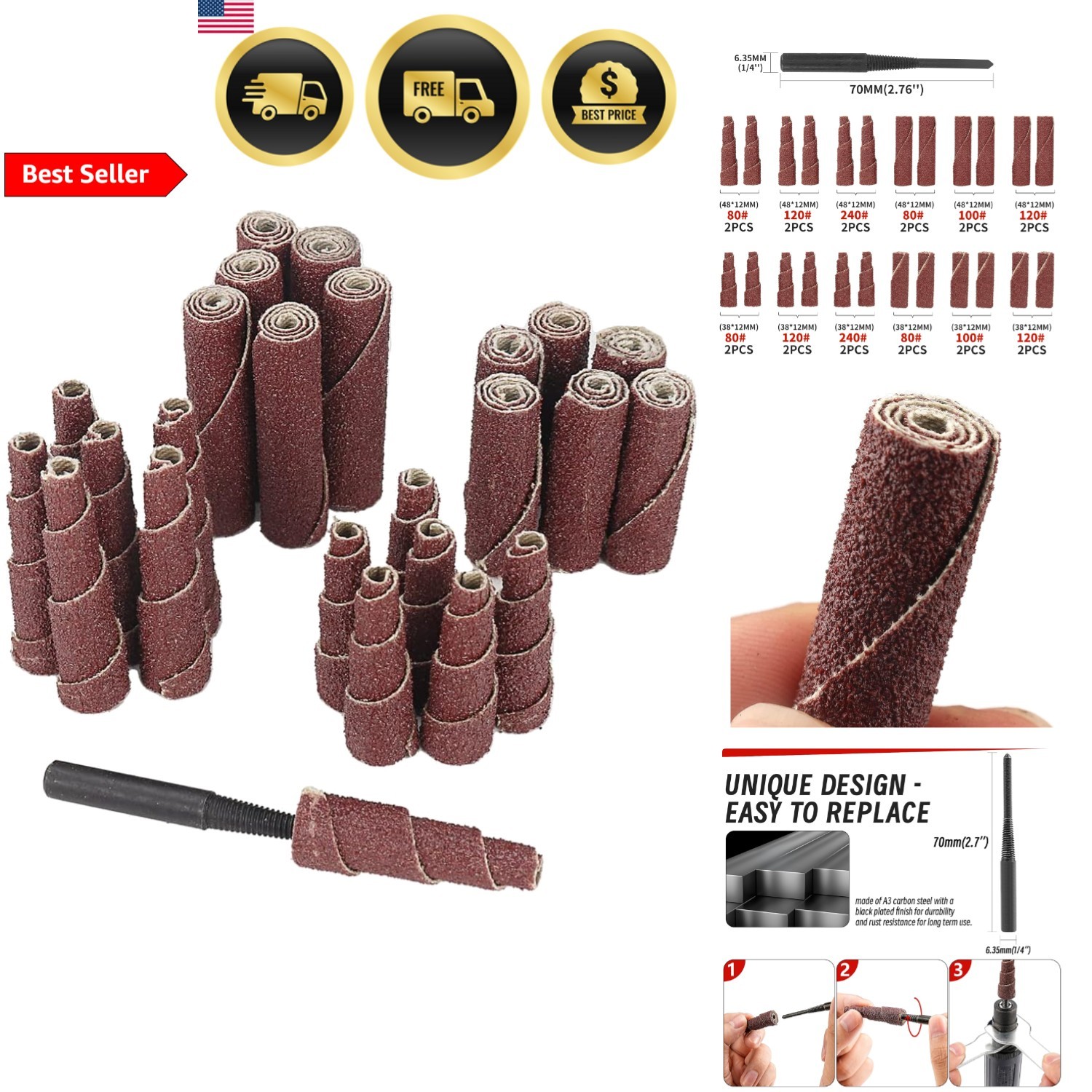 Sanding Kit 25 Pcs Assorted Mini Cartridges Carving Polishing Grits Aluminum …