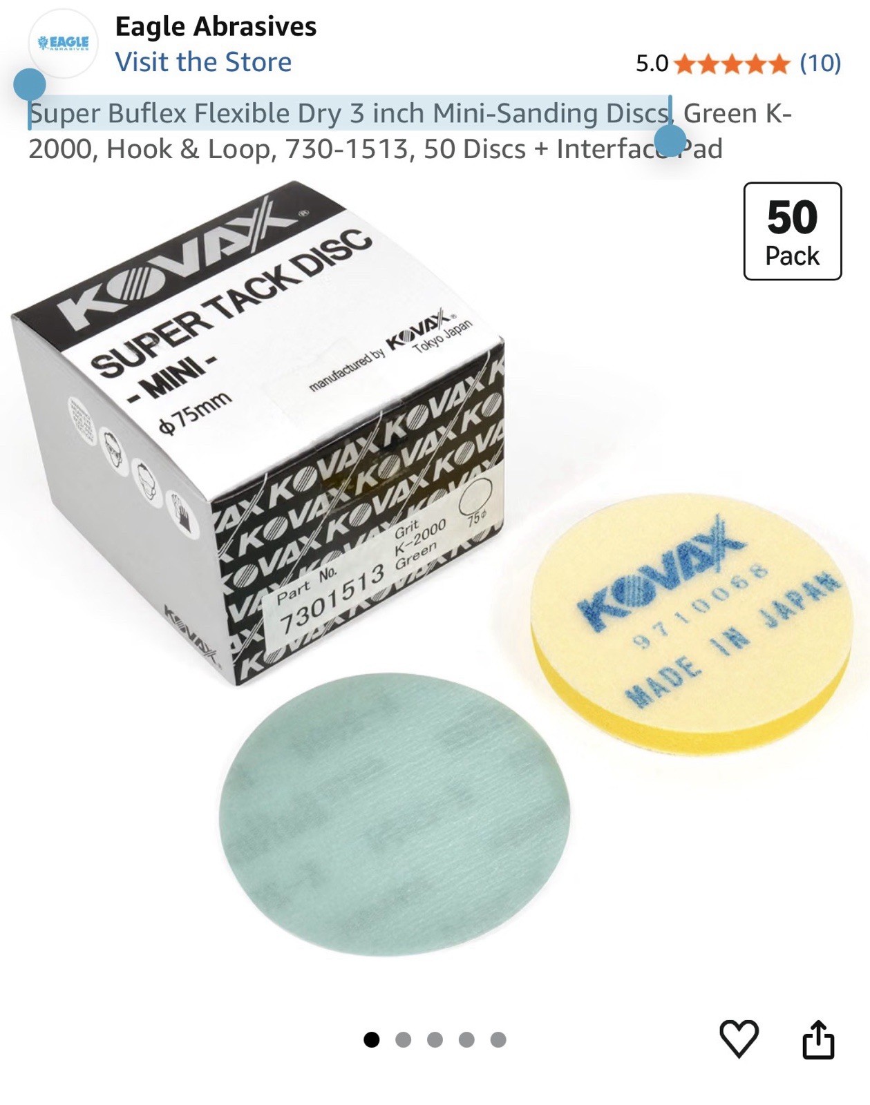 Eagle Abrasives Super Buflex Flexible Dry 3 Inch Mini-Sanding Discs 2000 & 3000