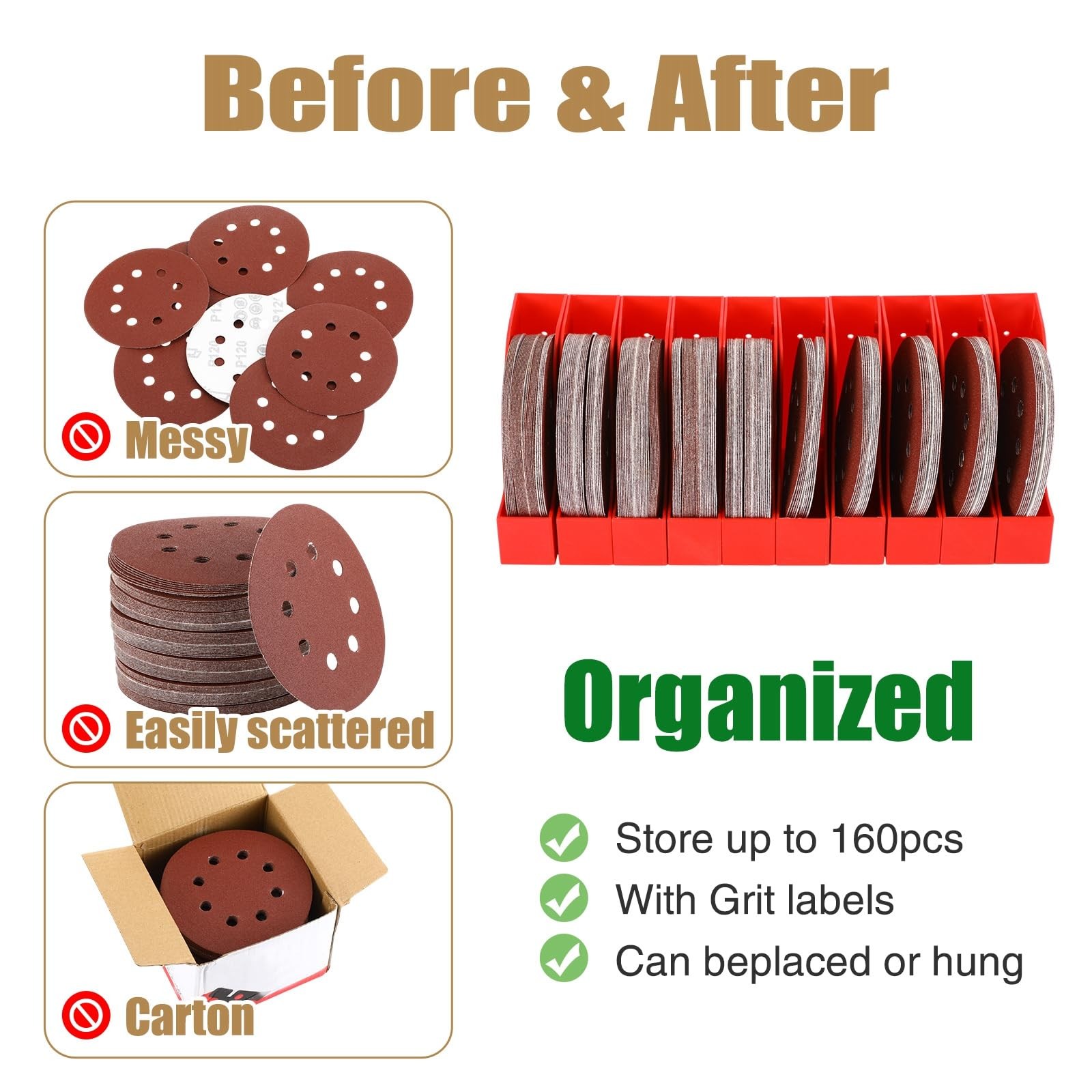 10 Pack Sandpaper Storage Organizer Boxes 5 Inch Sanding Discs Tool Storage S…