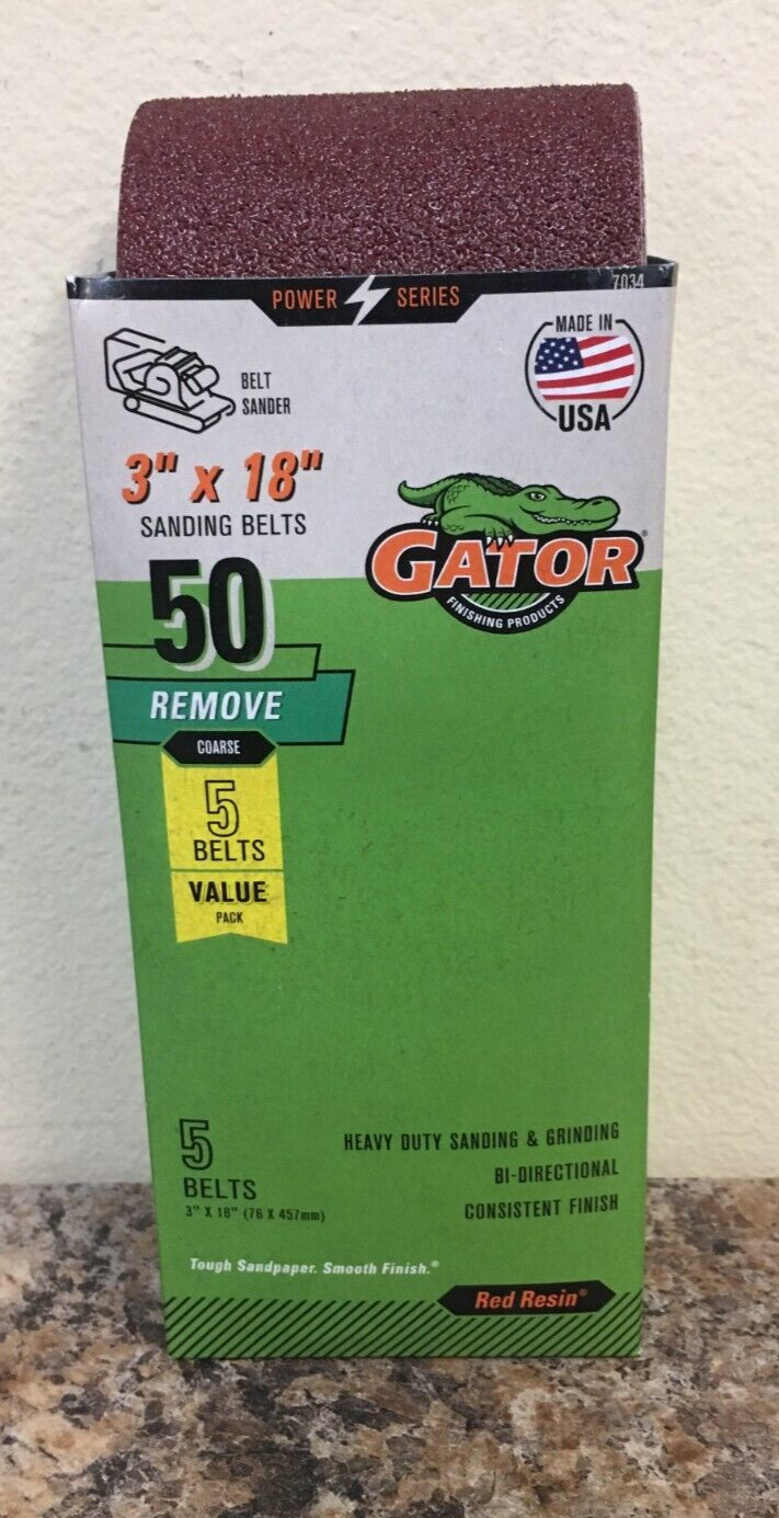 Gator 7034 3 in. X 18 in. Sanding Belt 50 Grit Coarse 5 Pk