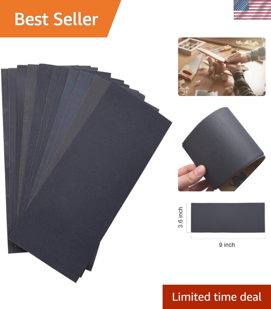 Professional Grade Sandpaper Sheets – 12 Pack, 9 x 3.6 Inch for Superior Finish