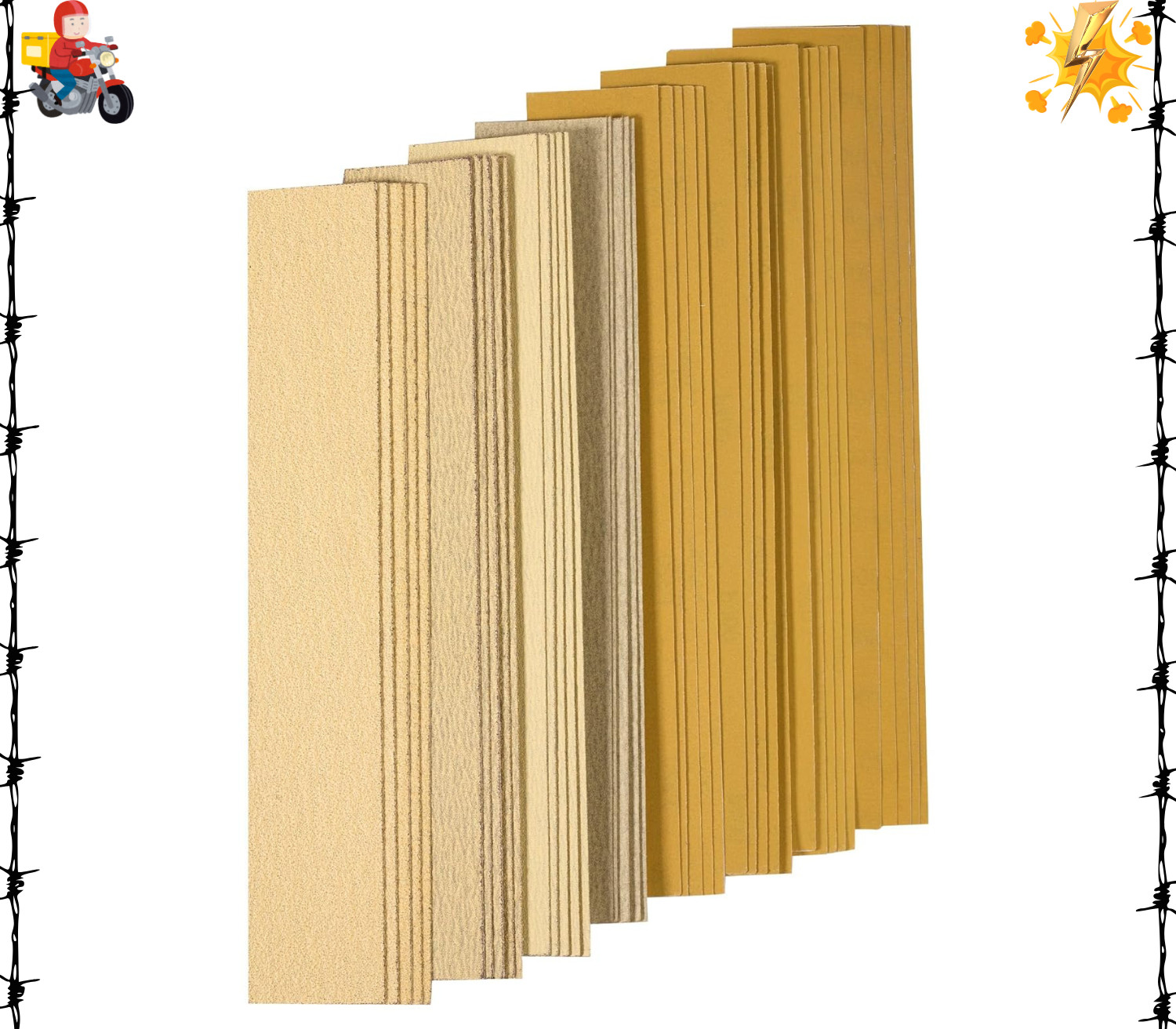 40 PCS Premium Assorted Grit Gold PSA Longboard Sandpaper Sheets 2-3/4″ x 16-…