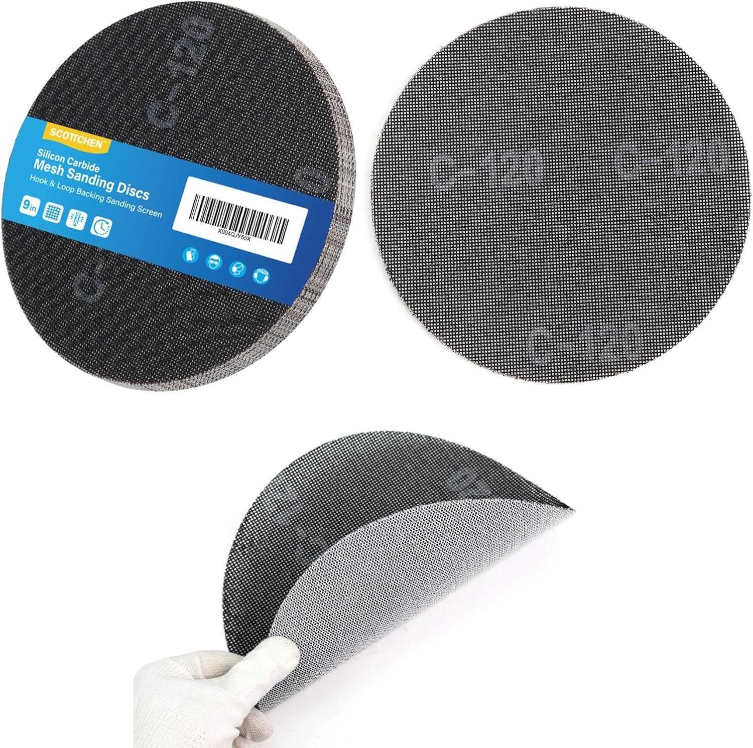 9-Inch Mesh Drywall Sanding Discs – 120 Grit, 10 Pcs for Superior Finishing