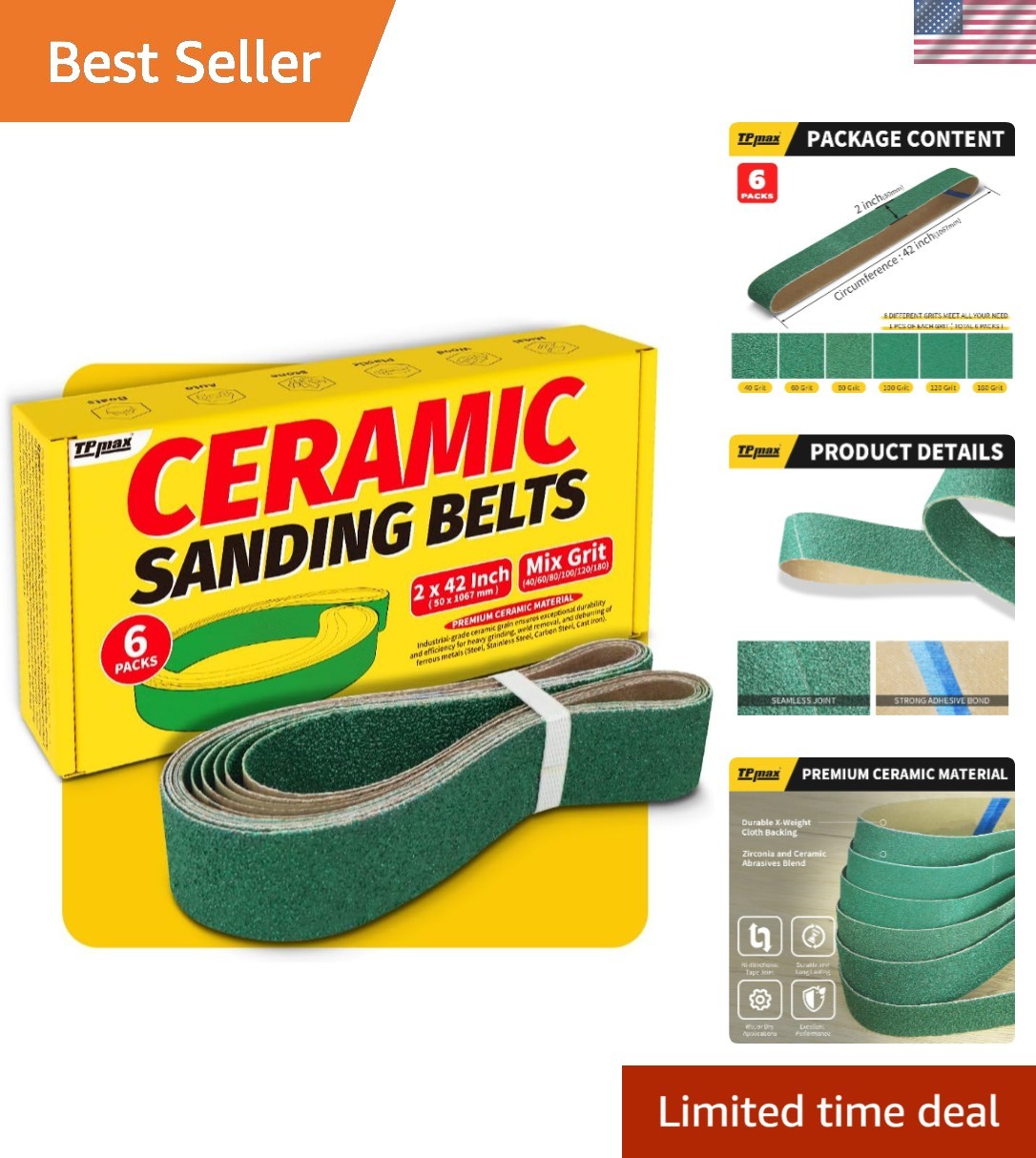 All-in-One Zirconia Sanding Belts Set for Knife Sharpening & Bevel Work – 6 Pack