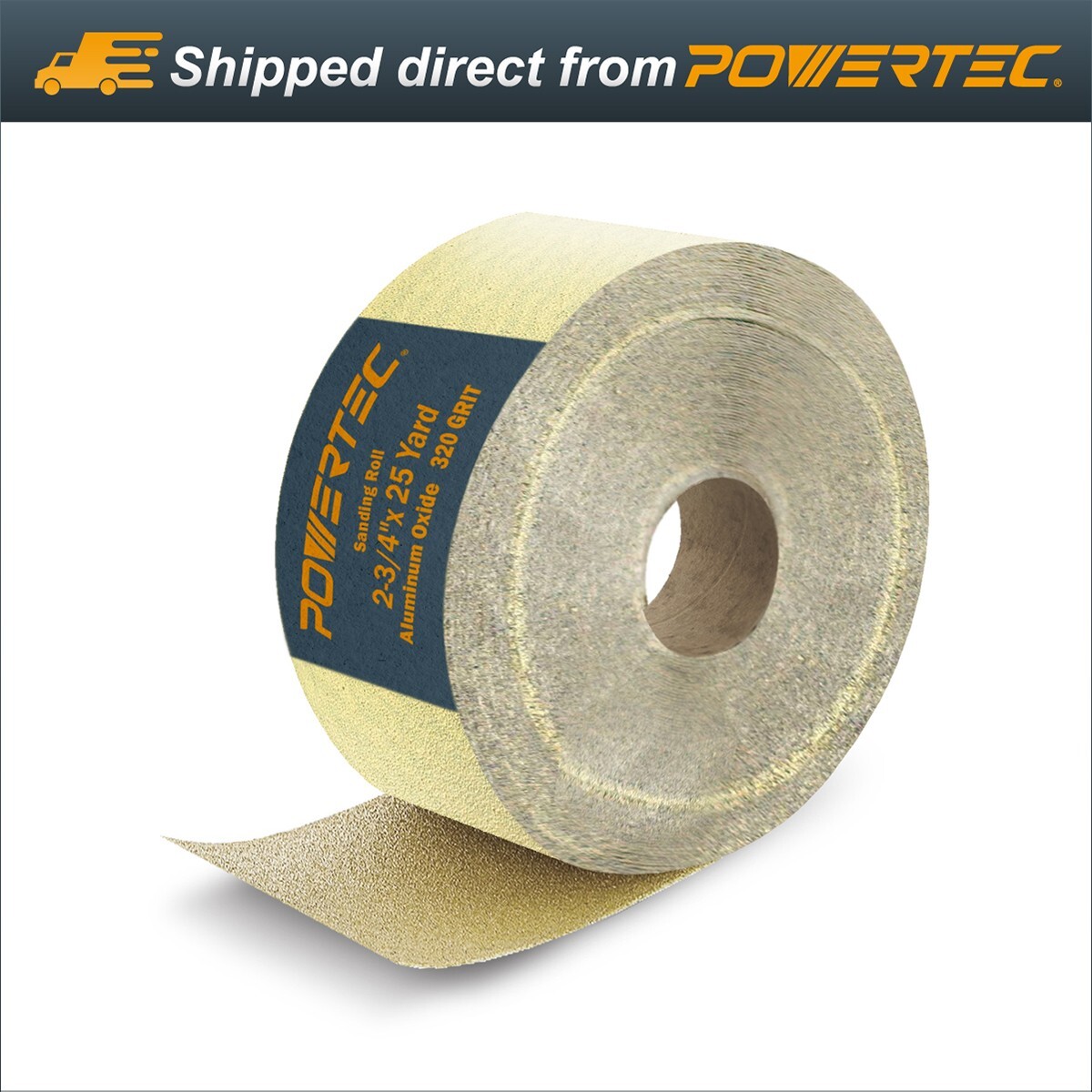 POWERTEC 320 Grit Gold 2-3/4″ Longboard by 25 Yards AO Sanding Paper (4RA1132)