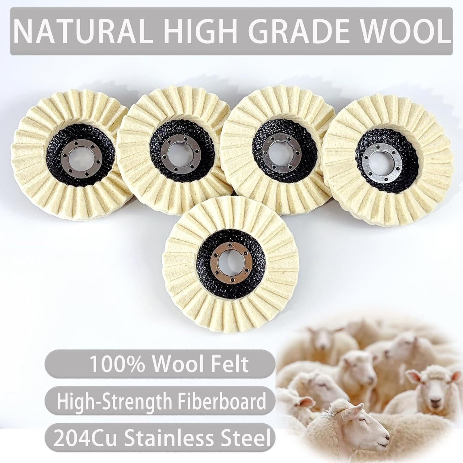 Wool Felt Flap Polishing Disc, Wool Felt Flap Discs Polishing Wheel, 4.5 Inch Wo