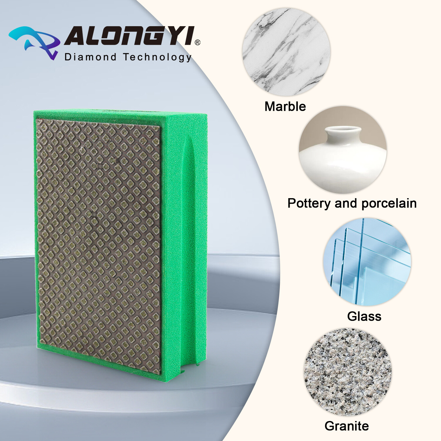 Electroplated Diamond Hand Polishing Pads Foam Back for Granite Marble Stone