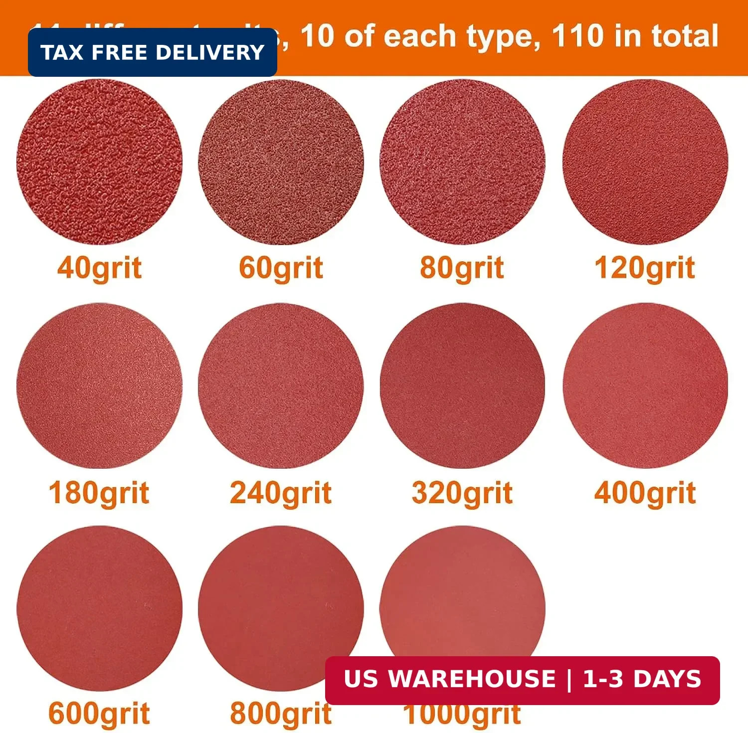 5-Inch Hook and Loop Sanding Discs for Random Orbital Sander, Assorted Sandpaper
