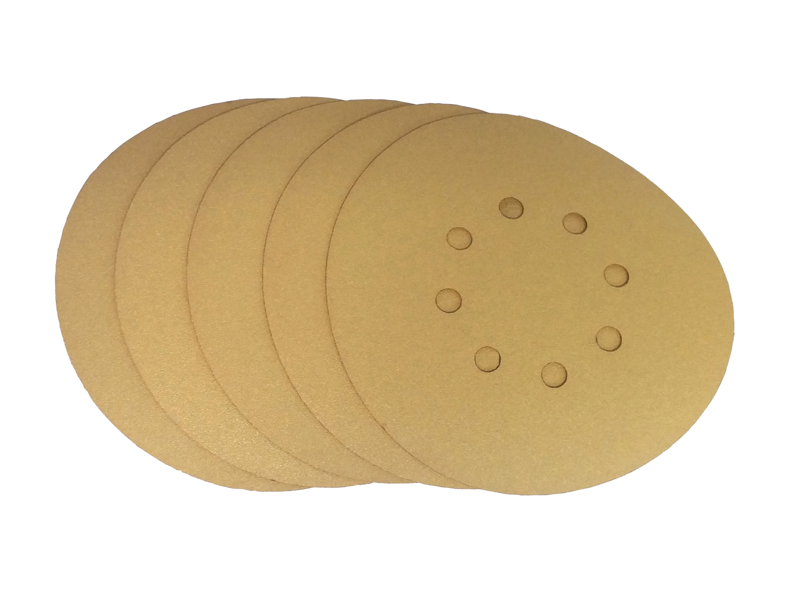 6″ x 8 Hole Gold Hook and Loop Grip Sanding Discs (25 Pack, 80 Grit)