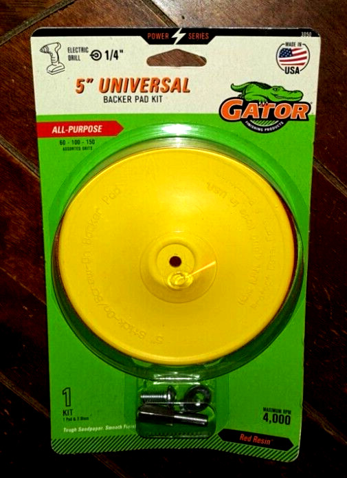 Gator 5″ Universal Backer Pad Kit: All Purpose 60-100-150 Grits -Red Resin- 3050