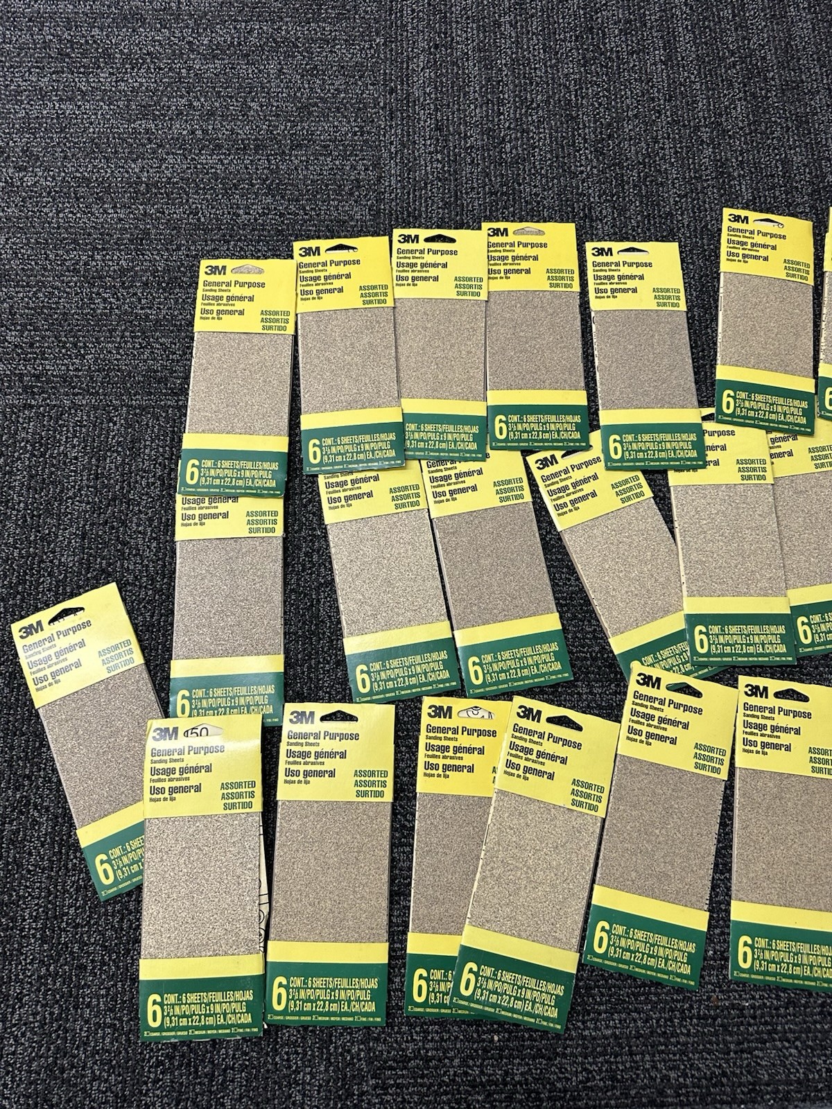 Lot of 23 3M 3-2/3 in. x 9 in. Aluminum Oxide Coarse Sanding Sheets
