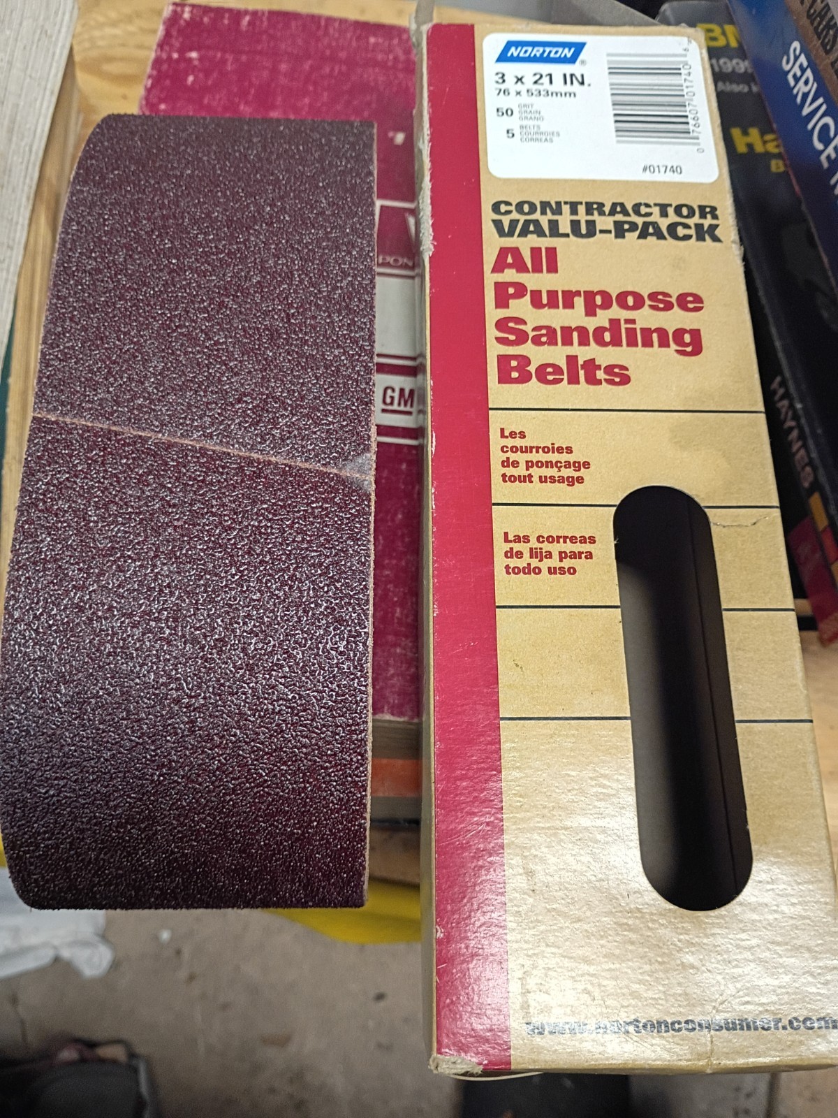 Norton Contractor 3 X 21 50 Grit Heavy Sanding Belts Pk of 5