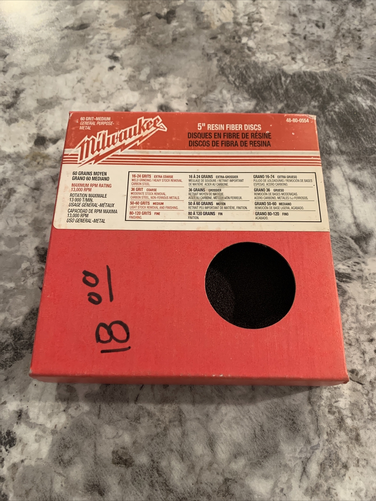 Milwaukee 5” Premium Resin Fiber Discs 60 Grit-Medium (4-Count) Package