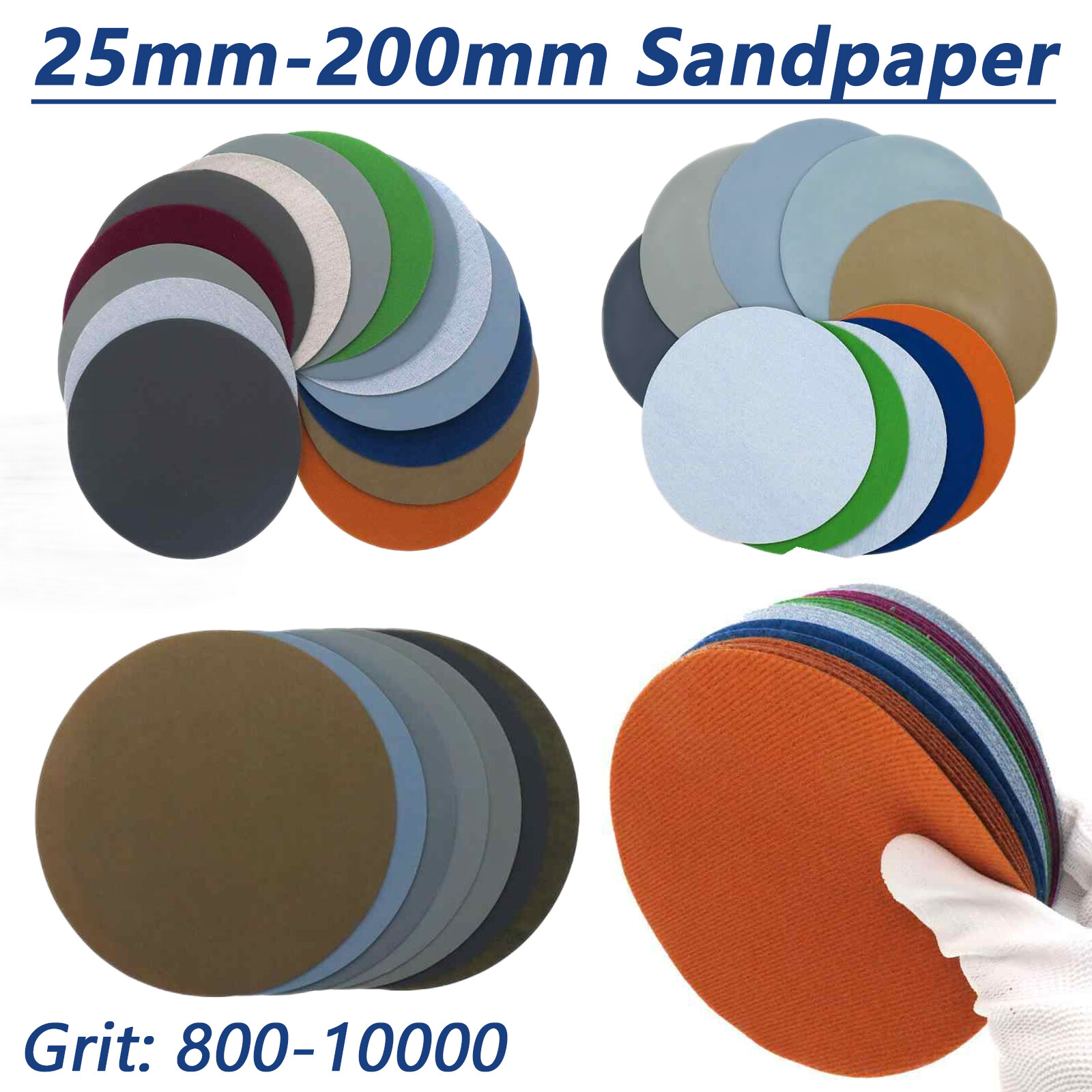 1″ – 8″ Round Sanding Discs 800-10000 Grit Wet Dry Flocking Sandpaper Sander Pad