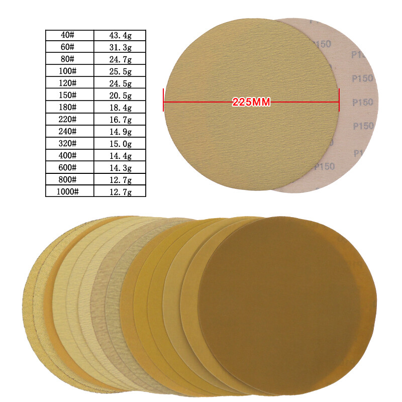 9″ 225mm Yellow Dry Sandpaper Abrasive Sanding Discs Polishing Pad 80-240 Grit
