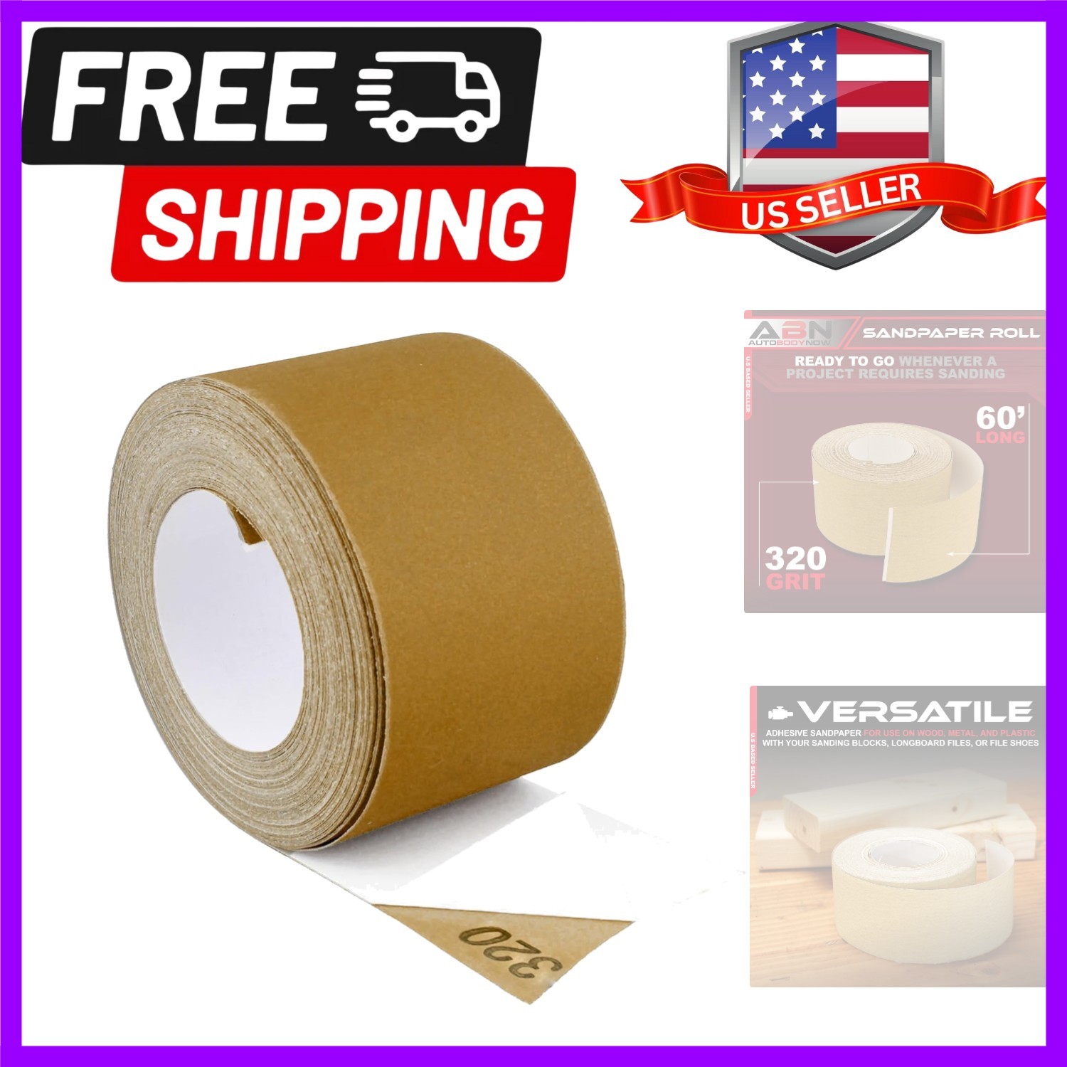 Adhesive Sticky Back 320-Grit Sandpaper Roll 2-3/4in x 20 Yards Aluminum Oxid…