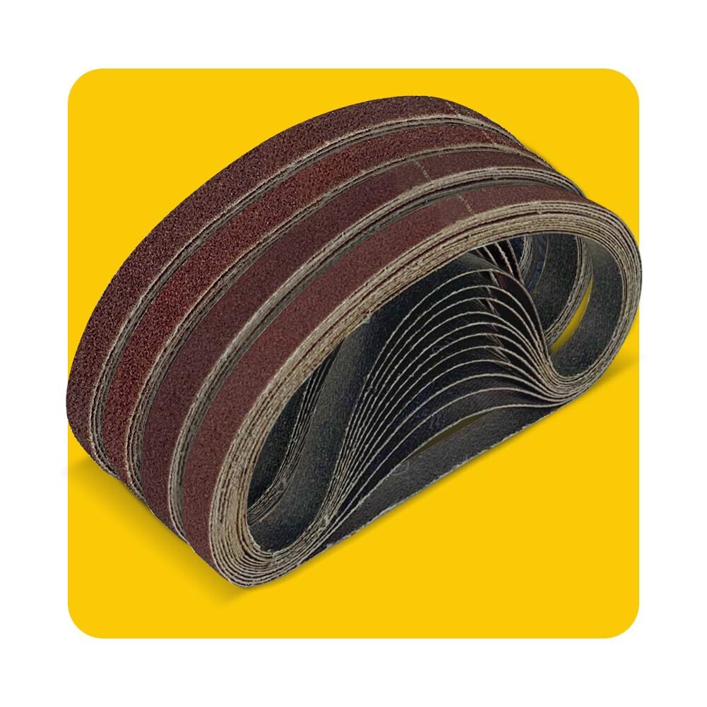 48 Pcs 3/8 X 13 Inch Sanding Belts, Aluminum Oxide Abrasive File Belts for 3/8 I