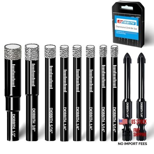 10 Pack Dry Diamond Drill Bits & Tile Drill Bit Set 10 Pcs Diamond Drill Bit