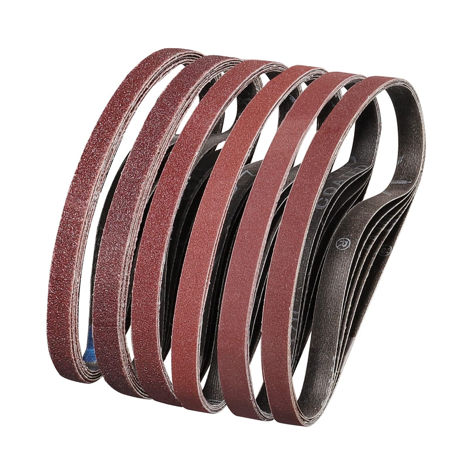 36 Pack Sanding Belts 1/2×18 Inches13x457mm 6 Each Of 40/60/80/120/180/240 Gri