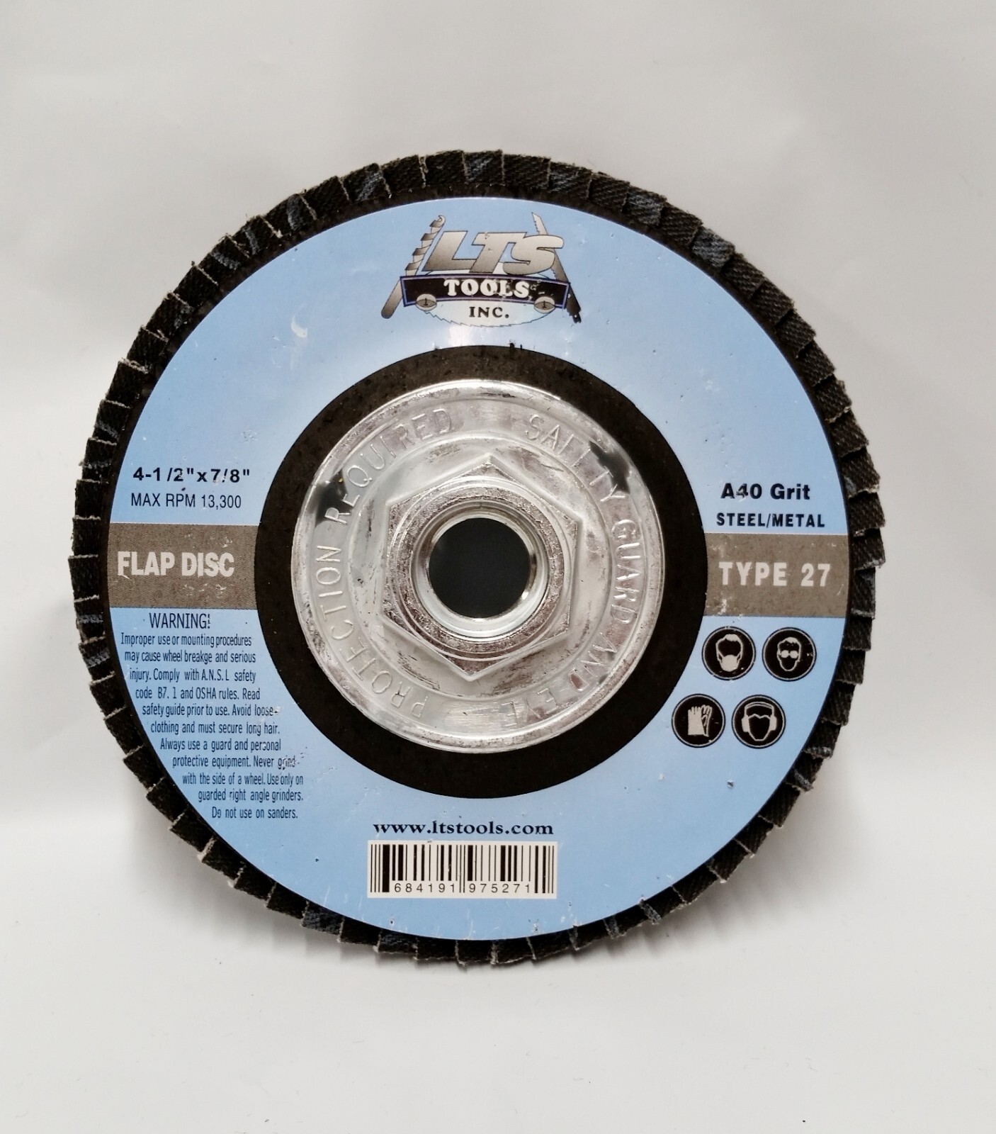 4-1/2″ x 5/8″-11 Hubbed Flap Disc 40 Grit Type 27 AO Professional Grade, 5 Discs