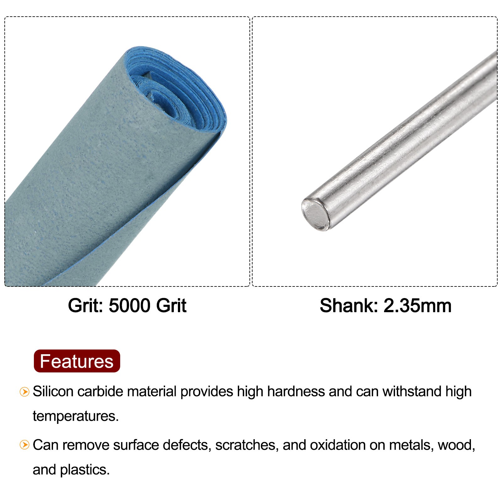 5pcs Abrasive Sandpaper Rolls 5000 Grit 2.35mm Shank for Polishing