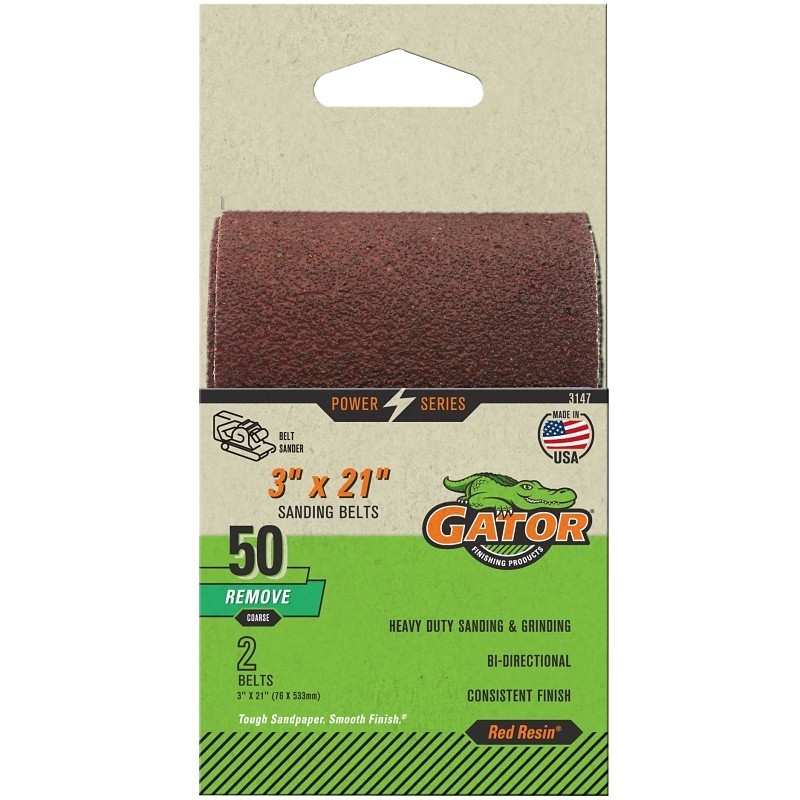 Gator 3147 Sanding Belt 3 in W 21 in L 50 Grit Coarse Aluminum Ox