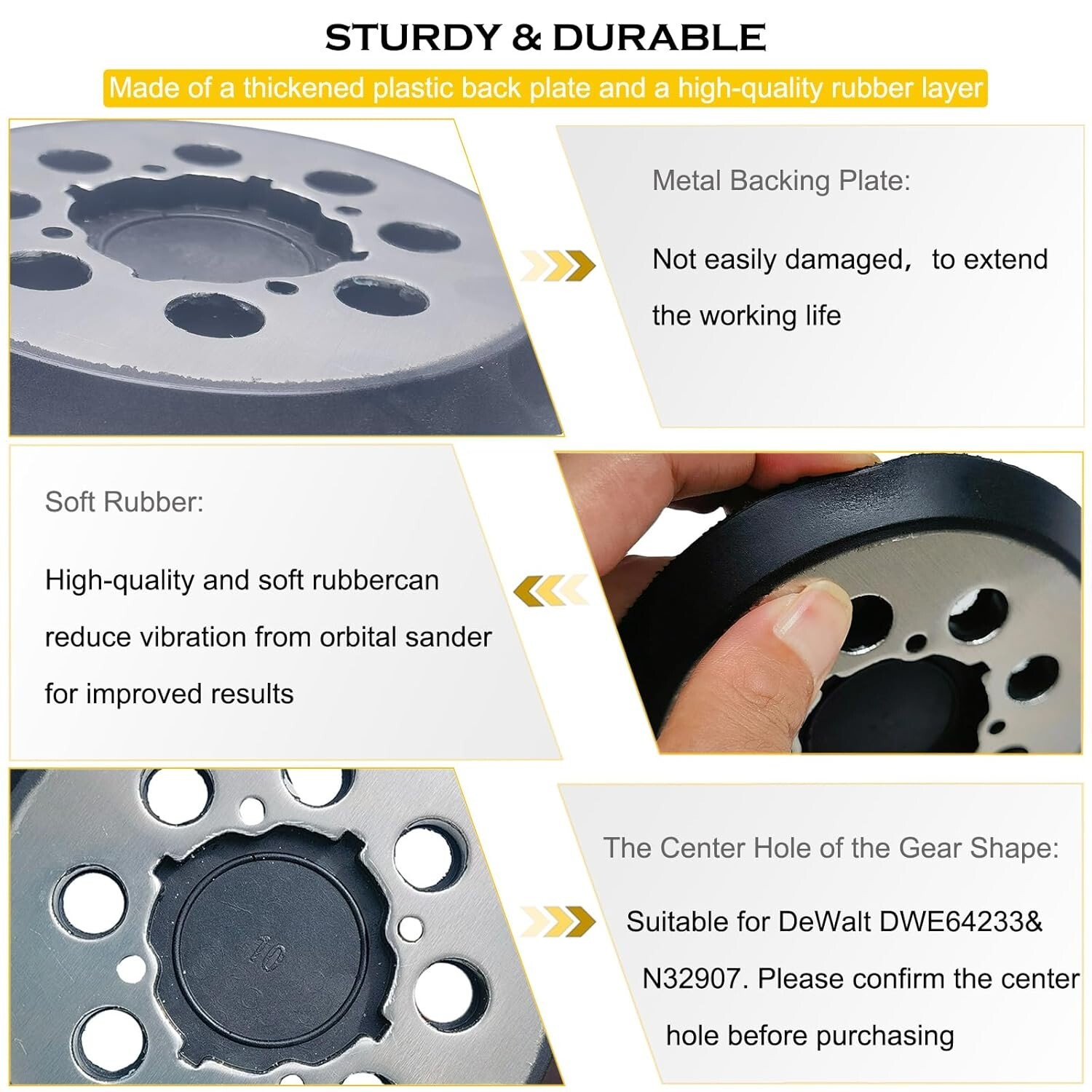 5″ 8-Hole Sander Pad for DEWALT DWE6423/6423K DWE6421/6421K DCW210B Orbit Sander