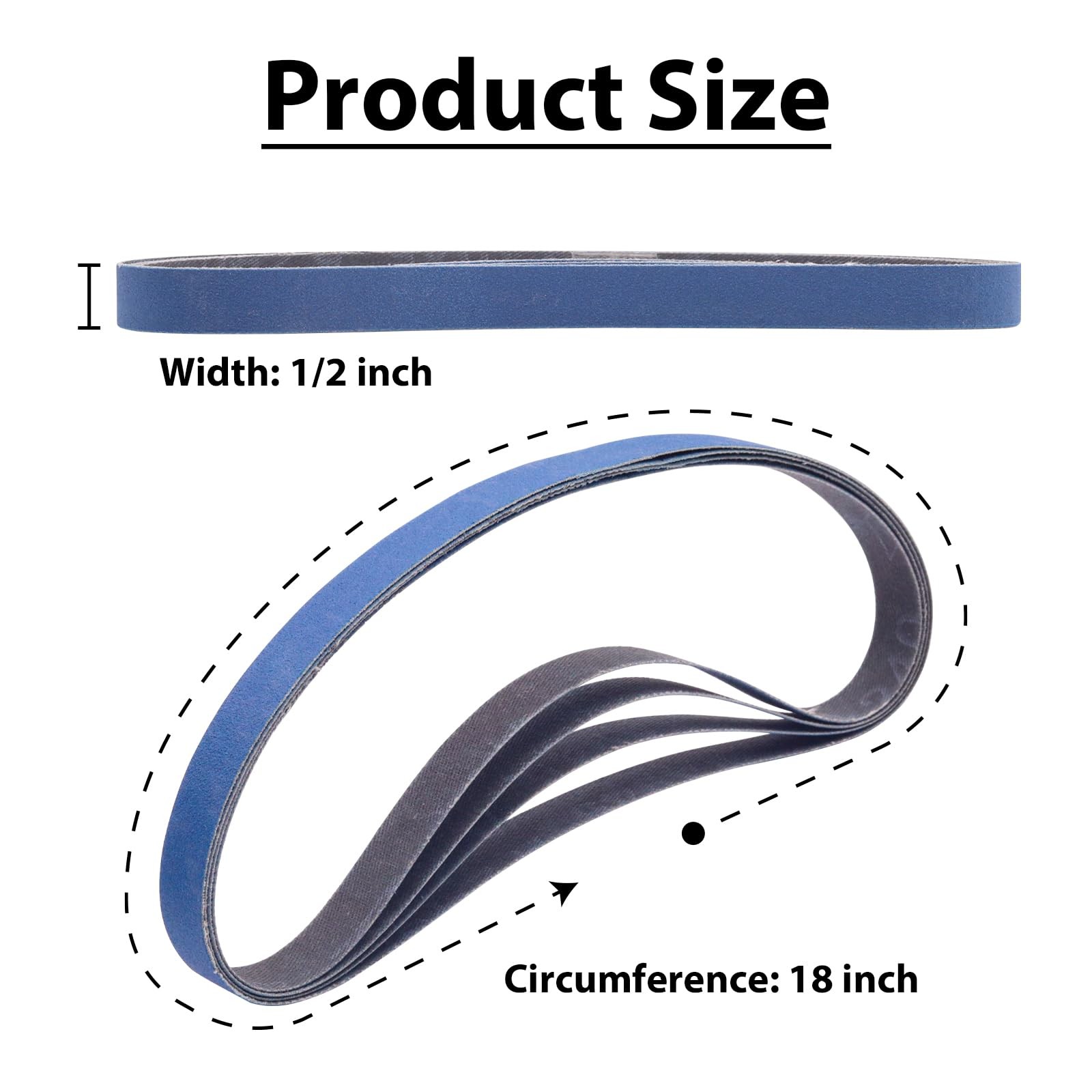 36 Pack 1/2 x 18 Inch Sanding Belts 80-5000 Grit Assortment for Polishing